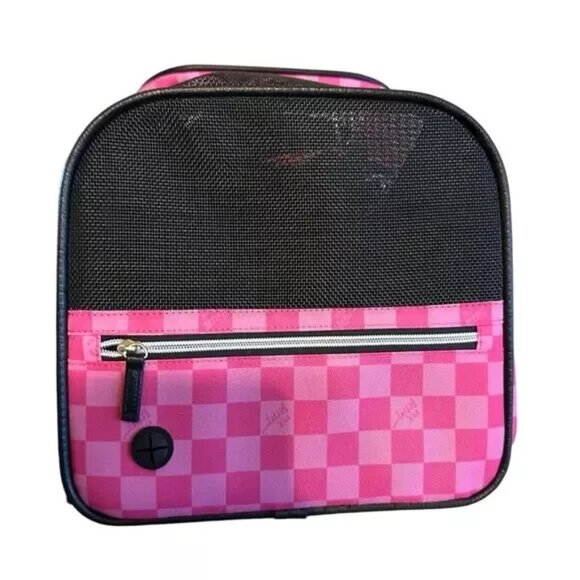 Betsey Johnson Kitsch Pink Checker Pet Carrier Small Dogs Cats Rabbits To 16 lbs - Picture 7 of 11